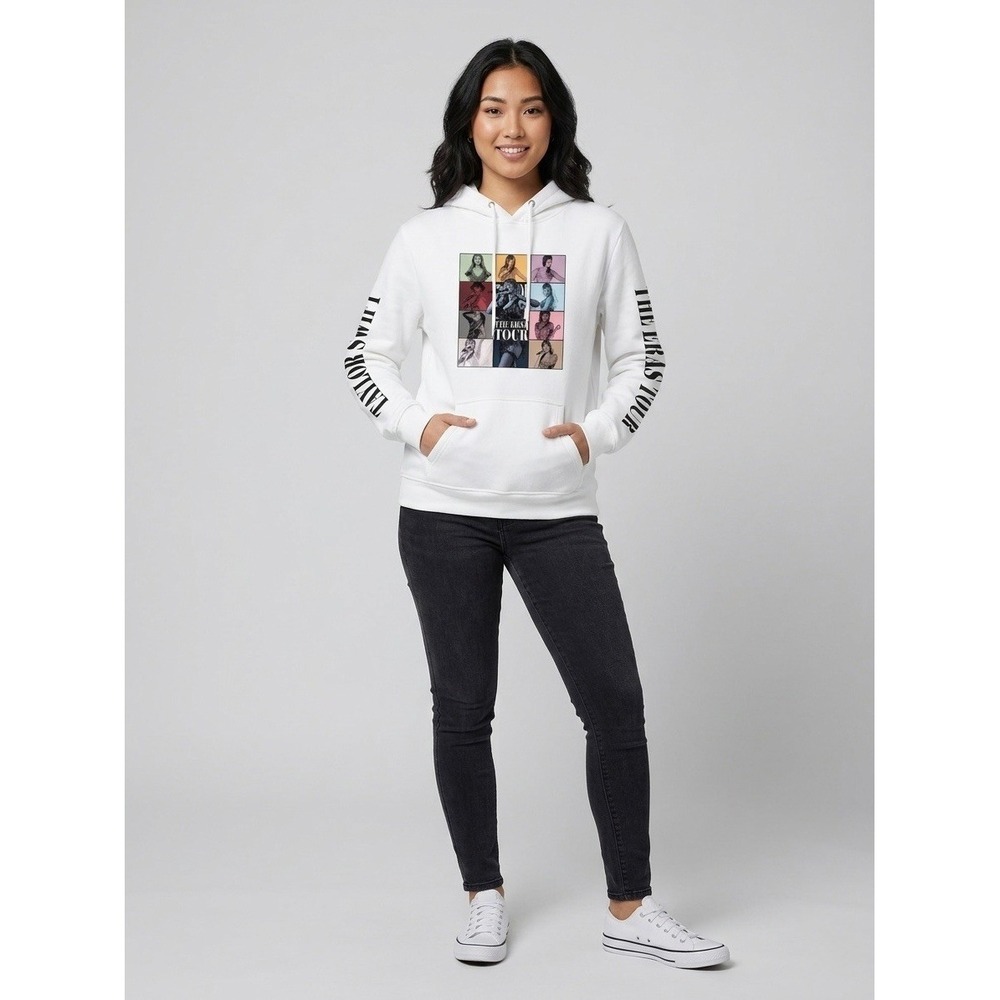 Taylor Swift The Eras Tour Hoodie White Graphic Sweatshirt Womens Medium